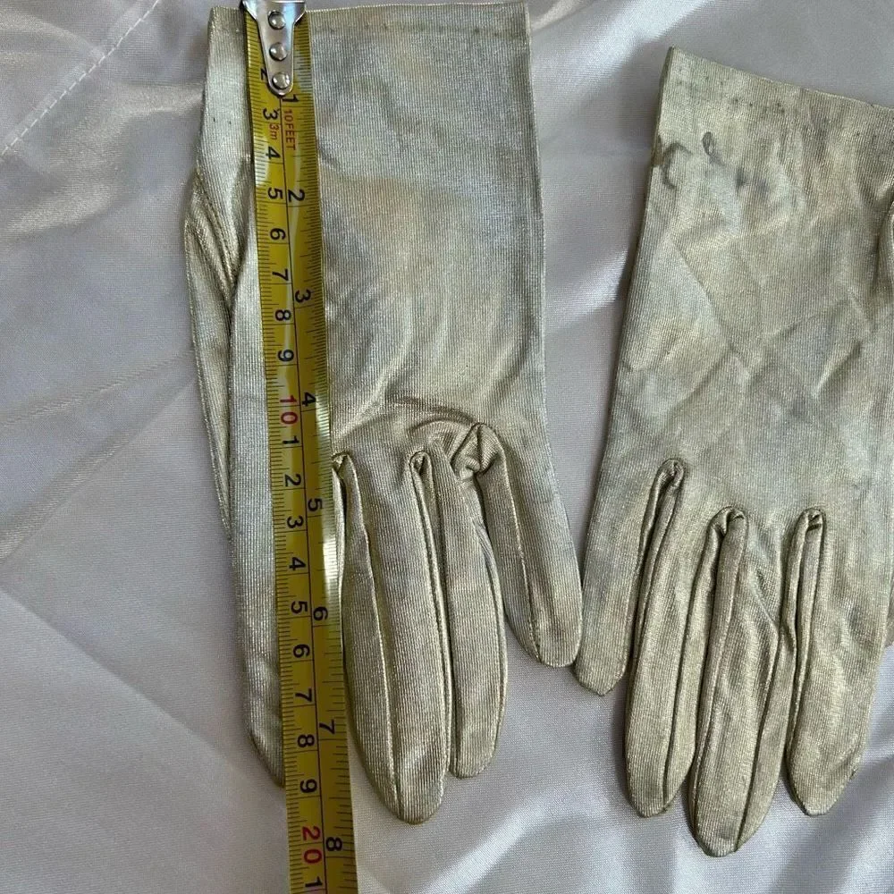 Vintage gold evening gloves XS